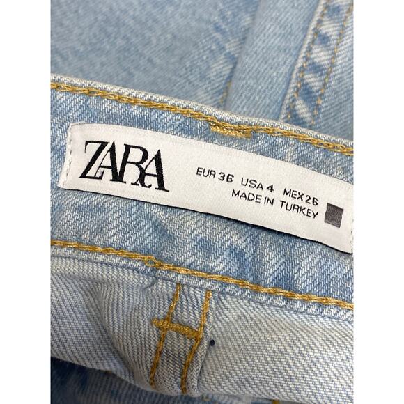 Zara Blue Light Wash High Waisted Button Fly Flared Bootcut Denim Jeans Pants 4 - Picture 3 of 3